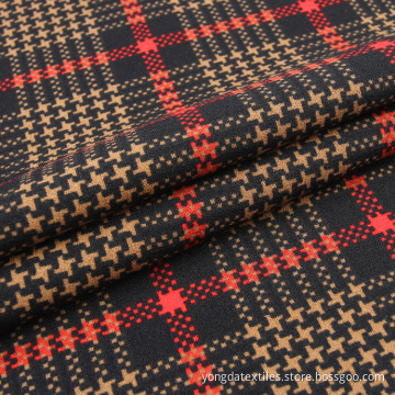 Gingham 97% Polyester 3% Elastane Scuba Textile Fabric